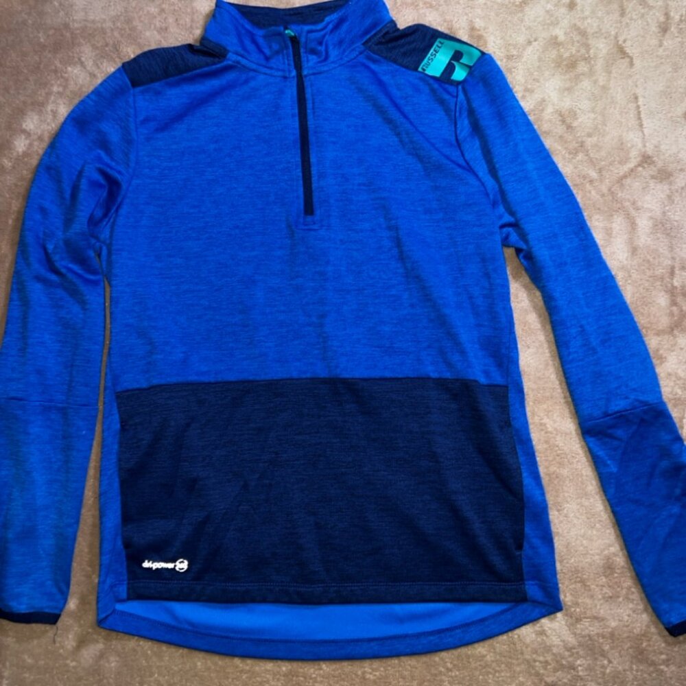 Russell Youth Boy XL 14/16 Blue Dri-Power 360 Long Sleeve 1/4 Zip Pullover